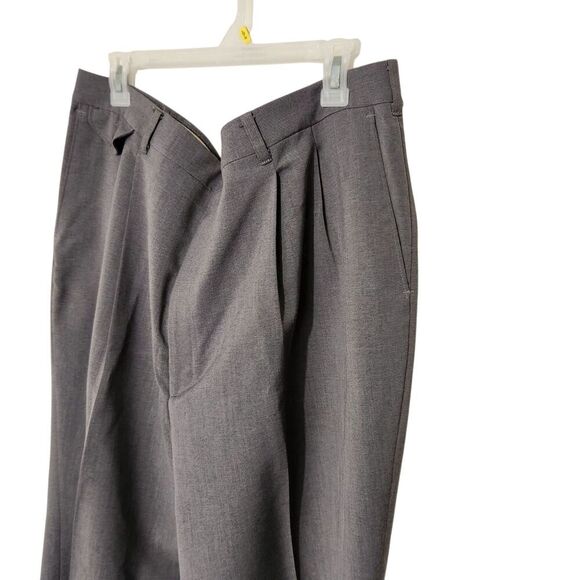 Haggar Worsted Wool Dress Pants For Men Size 42x32 Gray Pleated - Picture 2 of 10